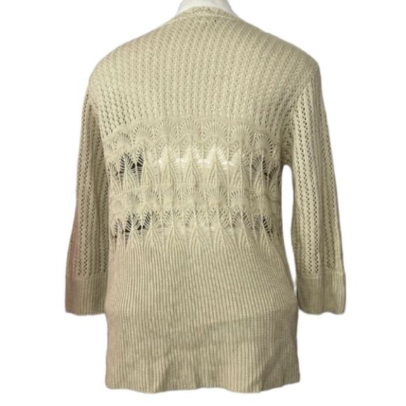 CB Design Vintage tan three quarter sleeve knot button down cardigan size XL - Picture 2 of 6